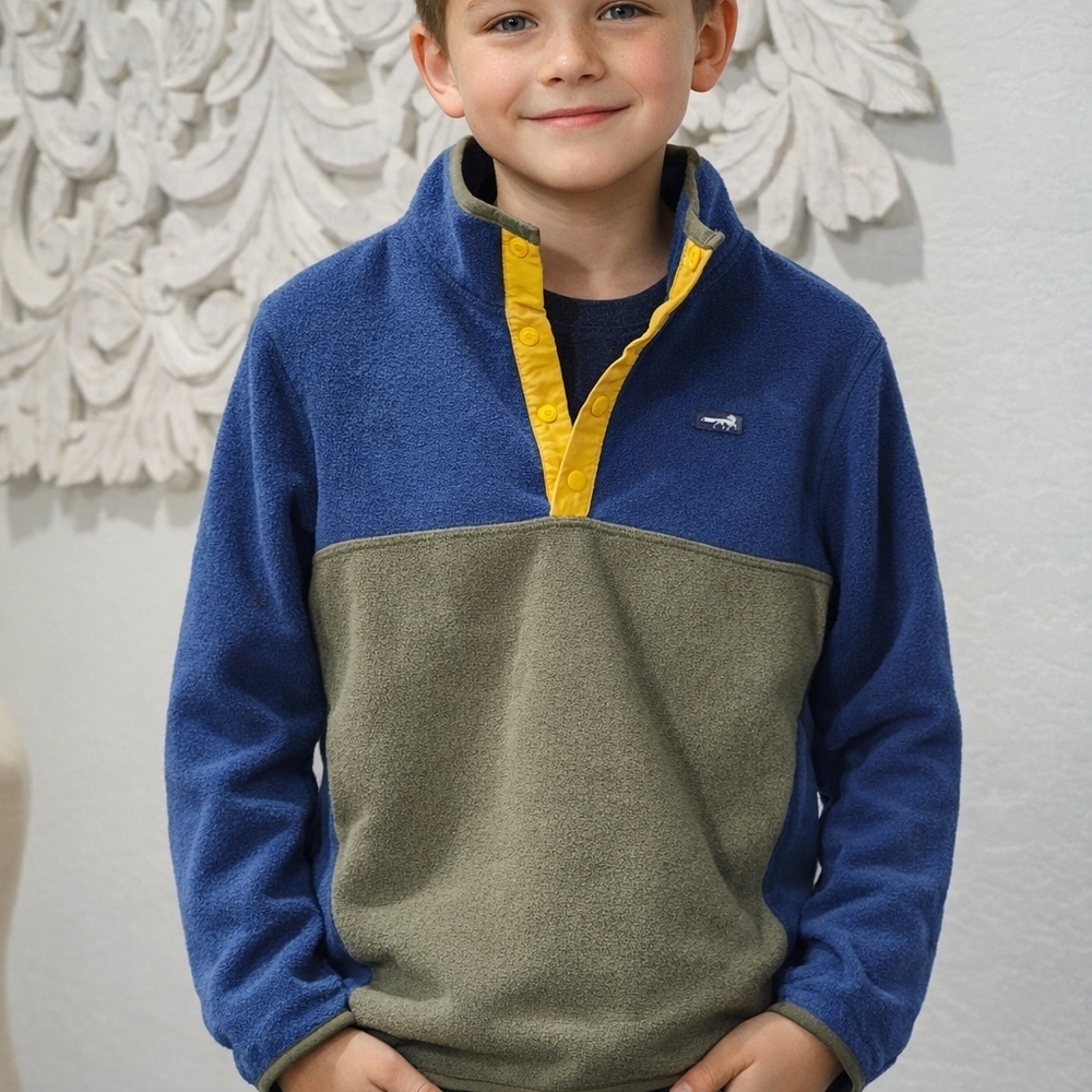 Class Club Blue and Olive Kids Fleece Pullover Boy's Size 10/12 & 14/16 NWT